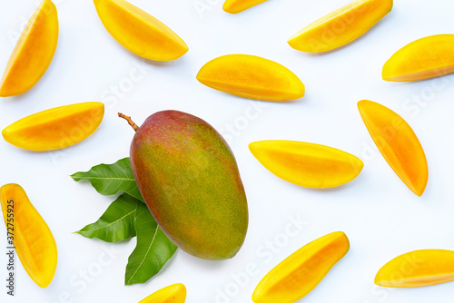 Tropical fruit, Mango on white background.
