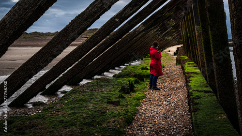The Path Ahead, Girl on the beach between some groynes 
