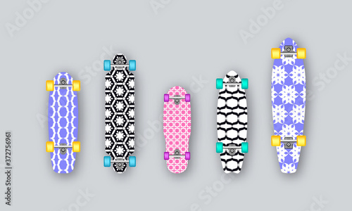 Set of prints on longboards