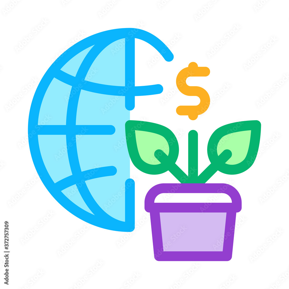growth financial plant and sphere icon vector. growth financial plant and sphere sign. color symbol illustration growth financial plant and sphere icon vector. growth financial plant and sphere sign. color symbol illustration