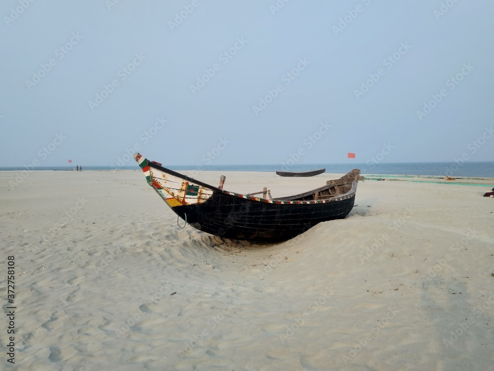 Wooden fishing boats on the beach