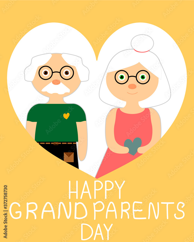 Grandparents day card with hearts for elderly married couple Grandparents day card with hearts for elderly married couple