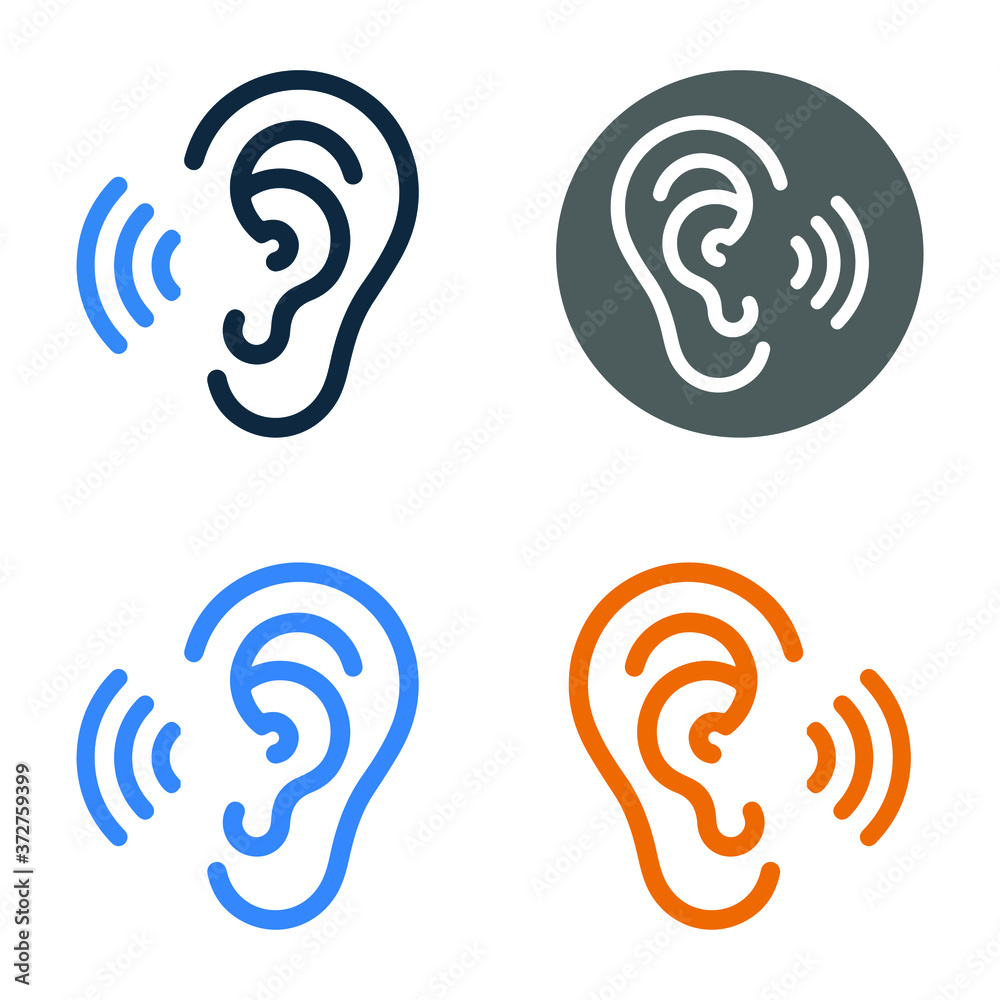 Hearing, ear icon, vector graphics Hearing, ear icon, vector graphics