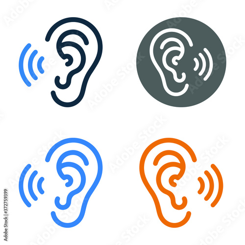 Hearing, ear icon, vector graphics
