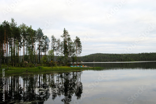 Cloudy lake landscapes of Karelia
