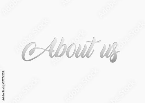 About us sign on grey background