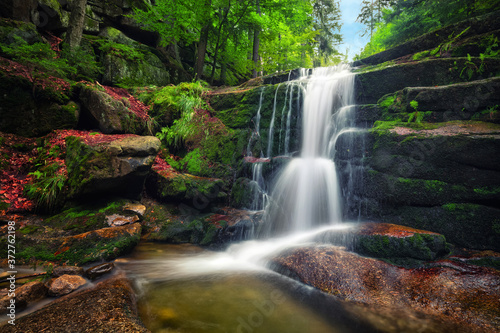 Fototapeta Naklejka Na Ścianę i Meble -  Kaskady Myi waterfall in Karkonosze National Park, Lower Silesia, Poland