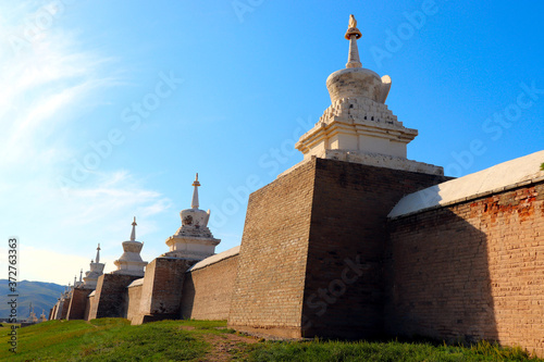 Defense wall at the Erdene Zuu monastery at Karakorum mongolia photo