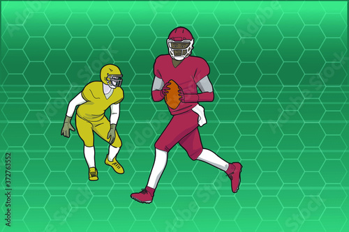 Juagadores de f'utbl americano sobre un fondo abstracto