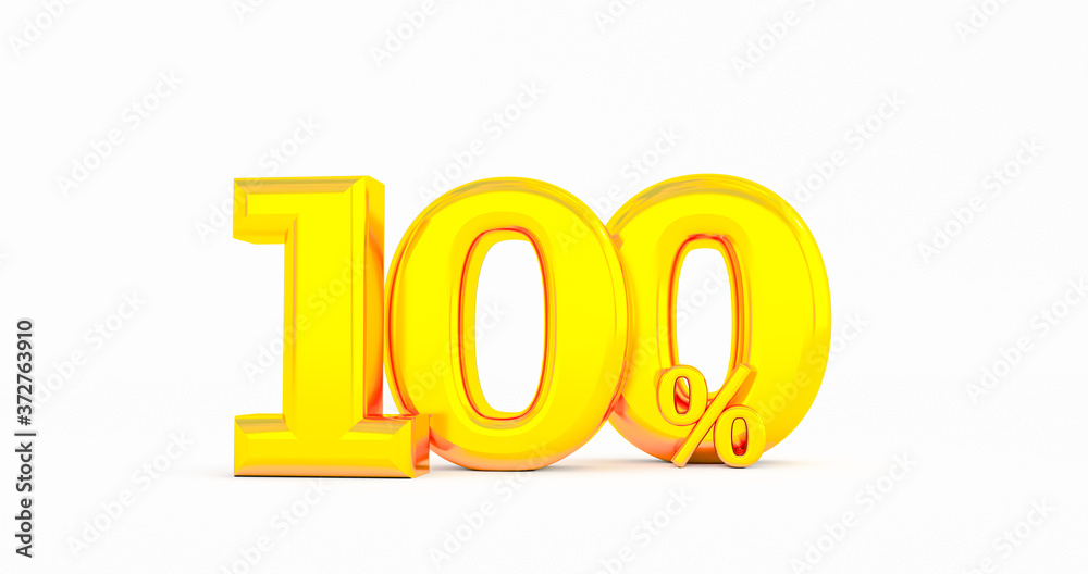3D Rendering of a one hundered percent symbol on white background. 3D Rendering of a one hundered percent symbol on white background.
