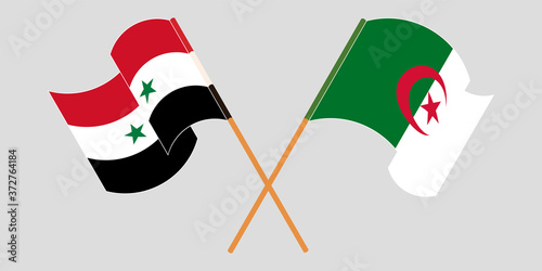 Crossed flags of Algeria and Syria