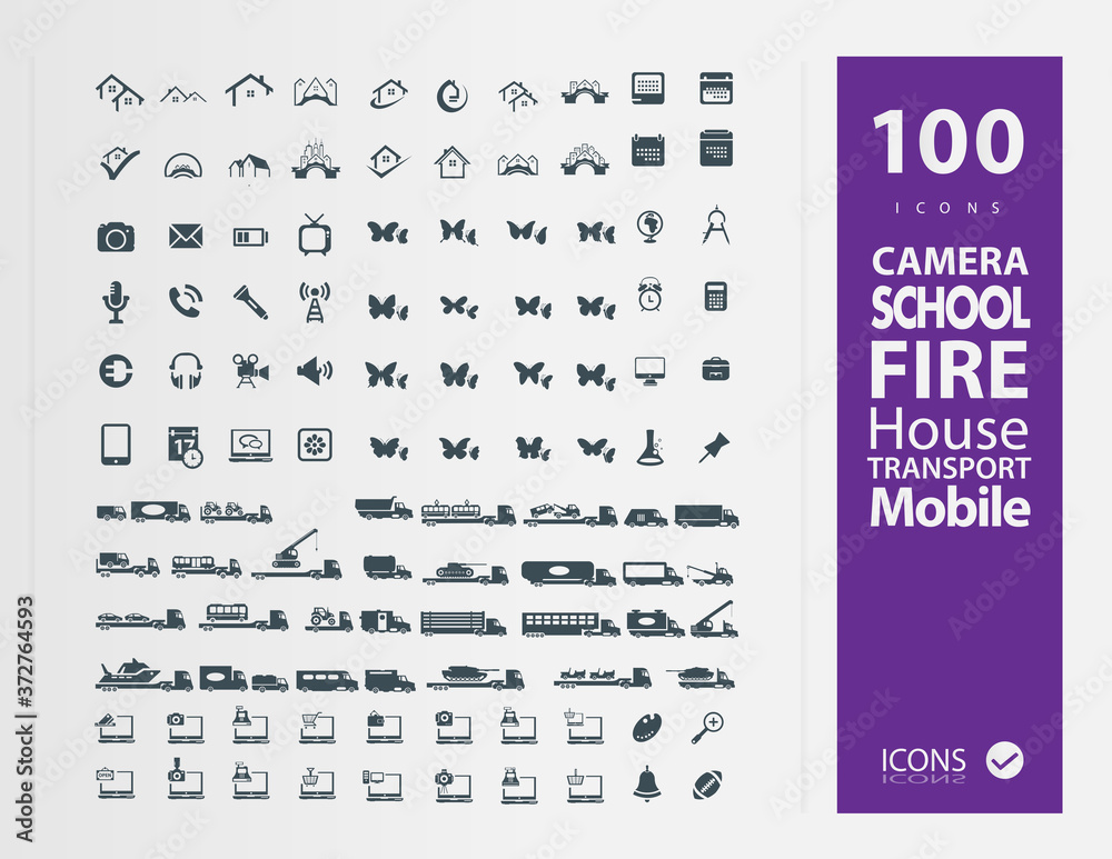Fototapeta premium Usable Business icons Set ( Set of 100 icons) White