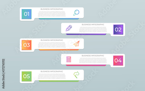 Timeline infographics design vector and marketing icons can be used for workflow layout, diagram, annual report, web design. Business concept with 5 options, steps or processes