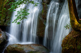 Closeup View of a Cascading Waterfall in the Pacific Northwest. Whatcom Falls, located in Bellingham, Washington, is a beautiful waterfall that is popular with both locals and tourists alike.