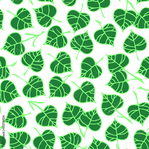 Vector seamless pattern with linden leaves. Endless texture for web, print, wallpaper, home decor, textile, invitation or website background.