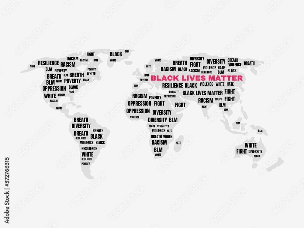 Fototapeta premium Black Lives Matter - BLACK LIVES MATTER - Image, Illustration with words related to the topic BLACK LIVES MATTER