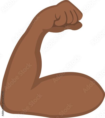 Vector illustration of a brown bicep emoticon