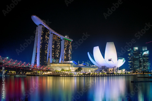 night view of the bridge photo