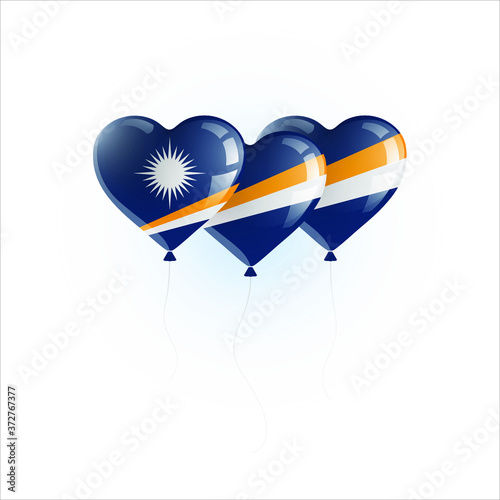 Heart shaped balloons with colors and flag of MARSHALL ISLANDS vector illustration design. Isolated object.