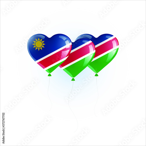 Heart shaped balloons with colors and flag of NAMIBIA vector illustration design. Isolated object.
