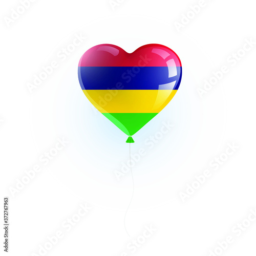 Heart shaped balloon with colors and flag of MAURITIUS vector illustration design. Isolated object.