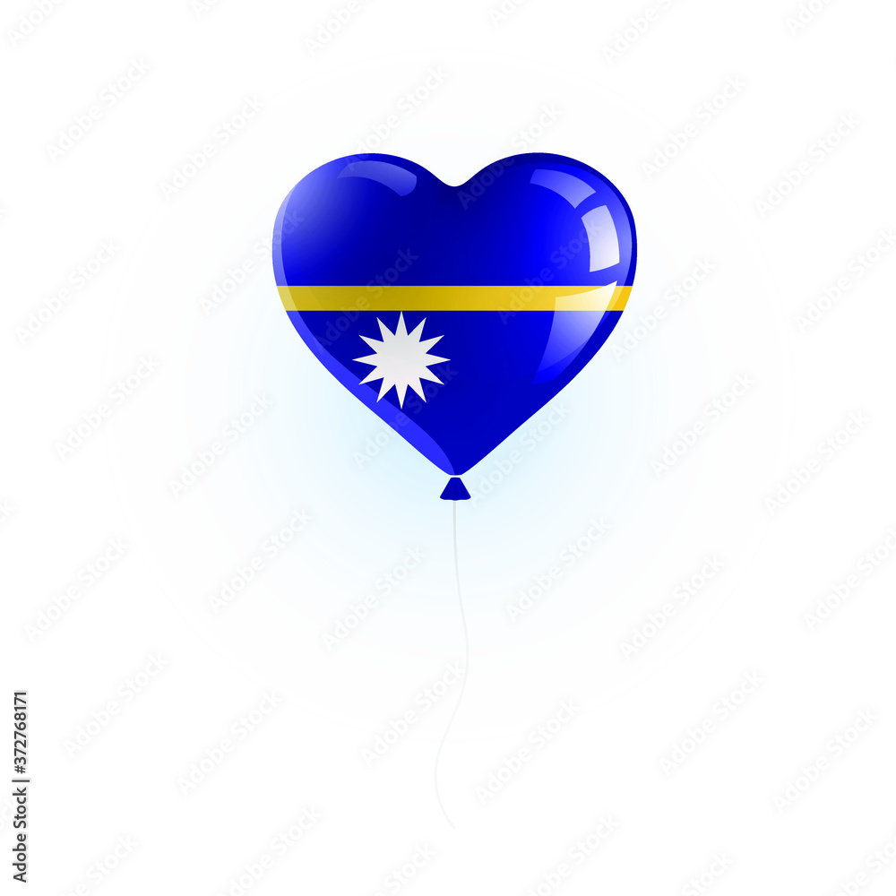 Heart shaped balloon with colors and flag of NAURU TUVALU vector illustration design. Isolated object.