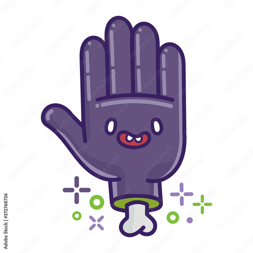 kawaii smiling halloween zombie hand cartoon