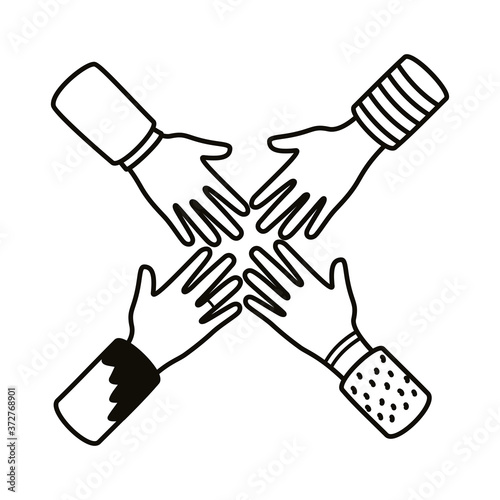diversity hands human team line style icon