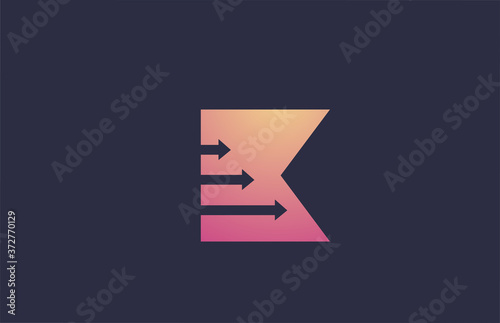 Free Download pink yellow K letter logo icon design with arrows. Alphabet for business and company - GFXLoad