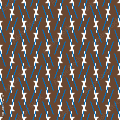 Vector seamless pattern texture background with geometric shapes  colored in brown  blue  white colors.