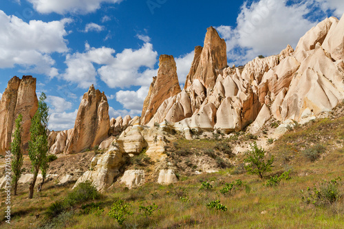 Volcanic rock formations known as Fairy Chimneys in Cappadocia, Turkey