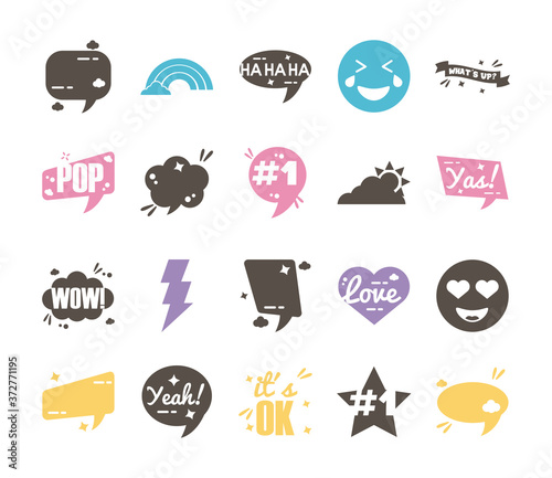 Quadro em tela bundle of twenty slang set icons