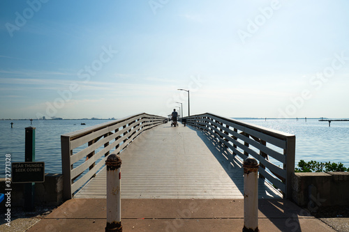 Tampa  Florida fishing pier overlooking Hillsborough Bay
