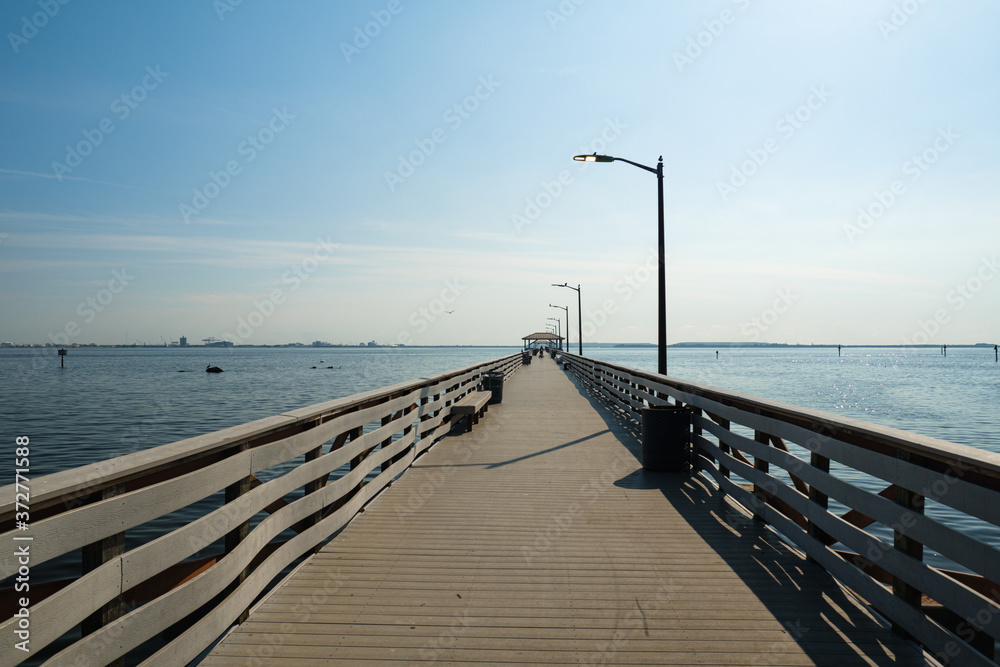 Tampa, Florida fishing pier overlooking Hillsborough Bay