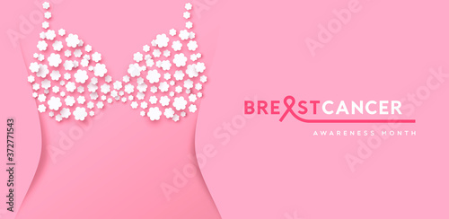 Breast Cancer month banner flower bra underwear