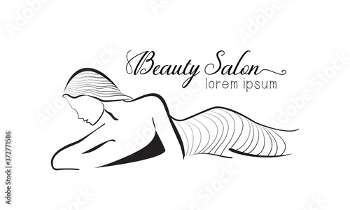 Abstract silhouette of a woman in a single line vector drawing. Portrait in a minimalistic style. Symbol of the nature of cosmetics, body care, women's health and beauty. Logo of a beauty salon, Spa.