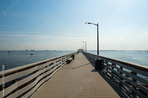 Tampa  Florida fishing pier overlooking Hillsborough Bay