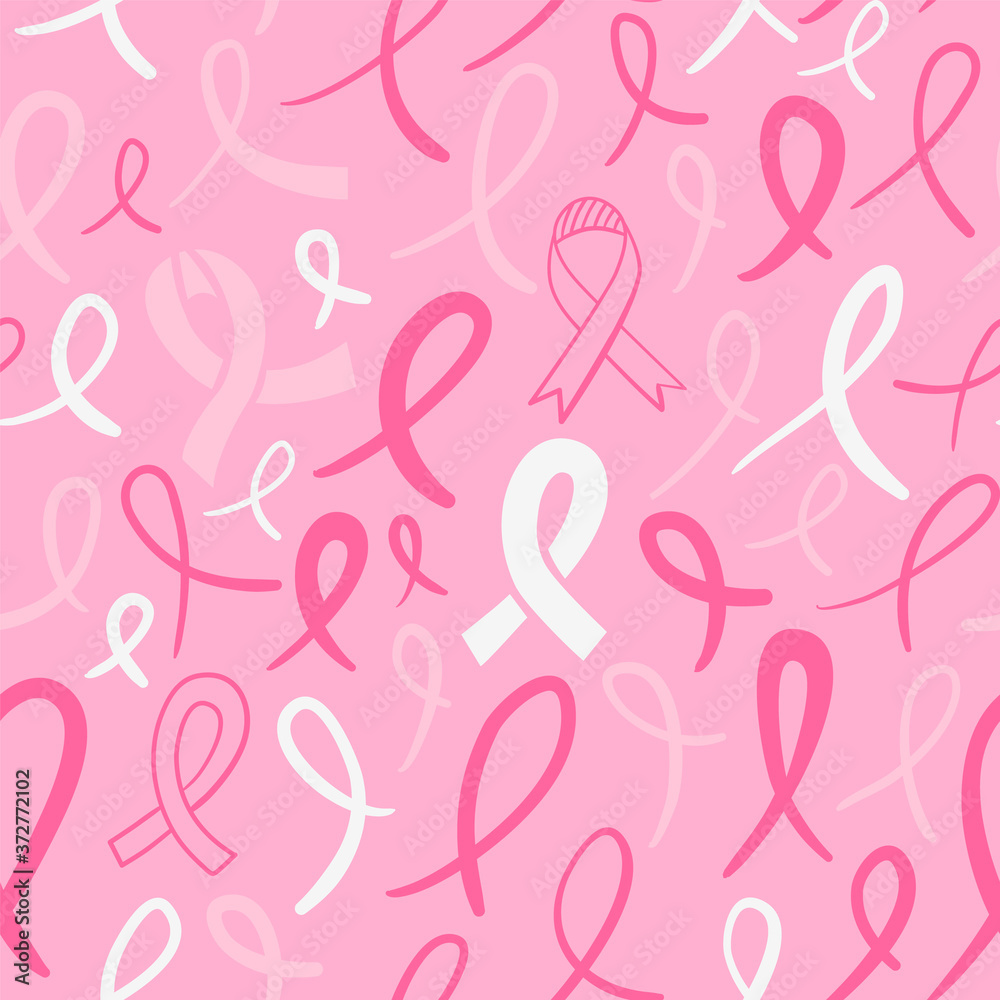 Breast cancer pink ribbon doodle background Stock Vector | Adobe Stock