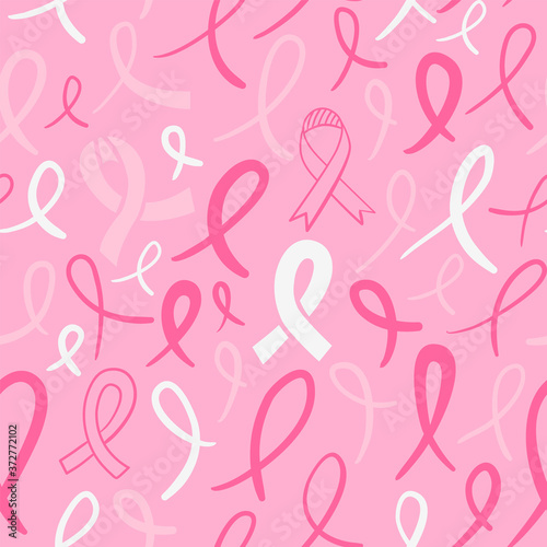 Murais de parede Breast cancer pink ribbon doodle background