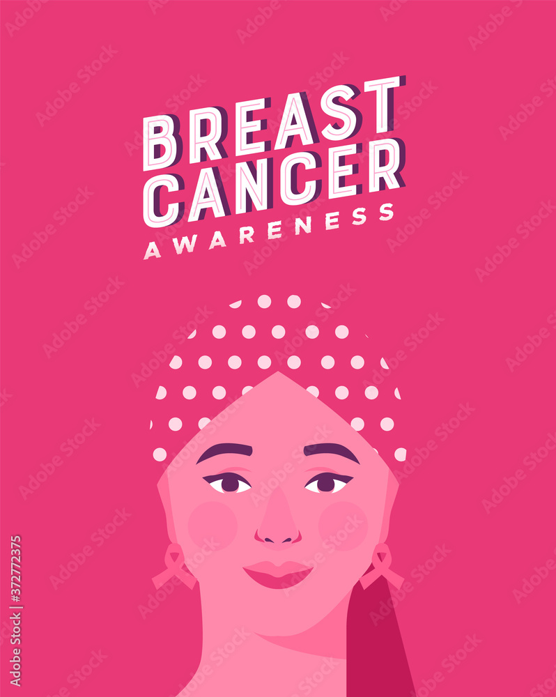 Breast Cancer Awareness pink headwrap woman card Breast Cancer Awareness pink headwrap woman card