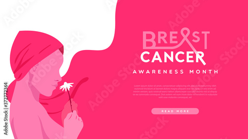 Breast Cancer pink hairwoman with flower template