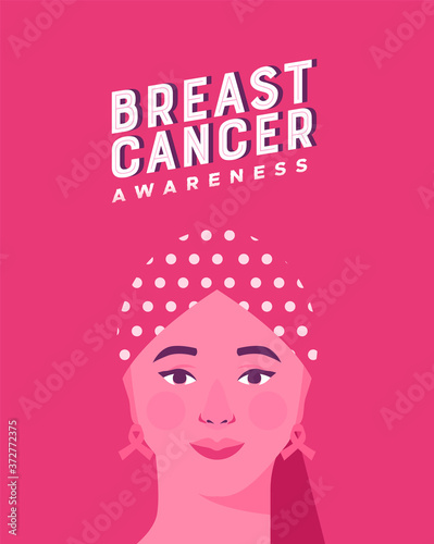 Breast Cancer Awareness pink headwrap woman card