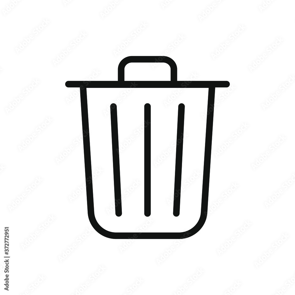 Trashcan icon. Carbage can symbol. Flat shape delete sign. Trash container and recycling bin logo. Vector illustration image. Isolated on white background. Trashcan icon. Carbage can symbol. Flat shape delete sign. Trash container and recycling bin logo. Vector illustration image. Isolated on white background.