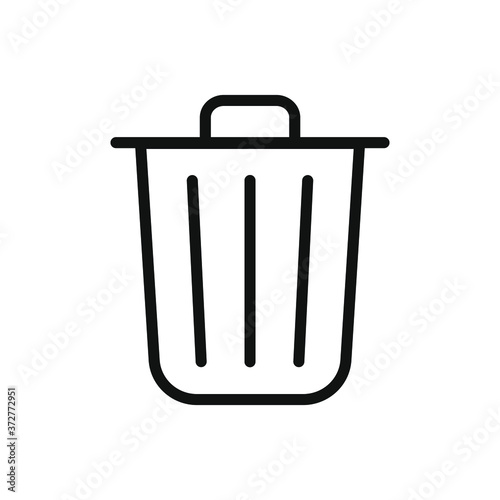 Trashcan icon. Carbage can symbol. Flat shape delete sign. Trash container and recycling bin logo. Vector illustration image. Isolated on white background.