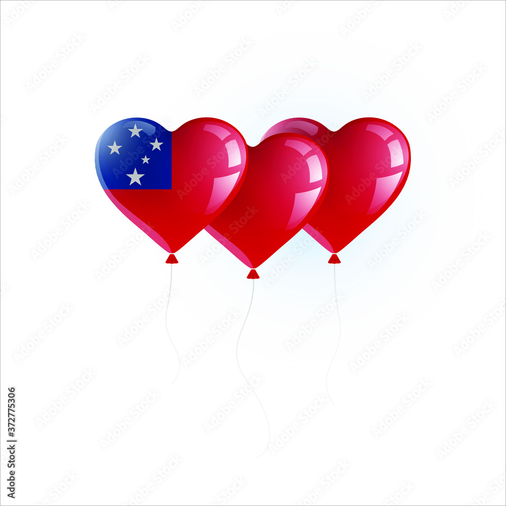 Heart shaped balloons with colors and flag of SAMOA vector illustration design. Isolated object.