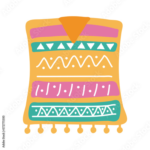 mexican culture poncho flat style icon