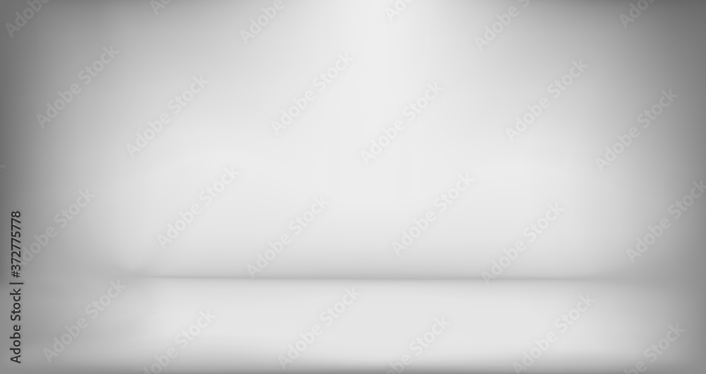 Empty white room with spotlight effect. Vector illustration