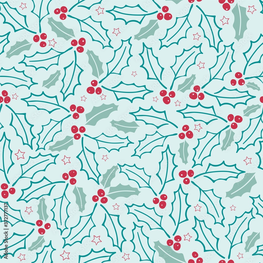 seamless pattern with branches and berries
