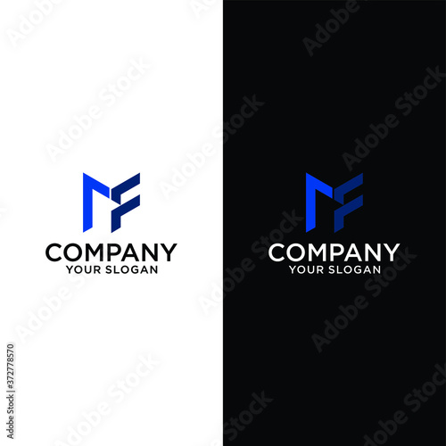 Professional and Minimalistic Font Design MF Logo Can Be Edited in Vector Format in blue Color.