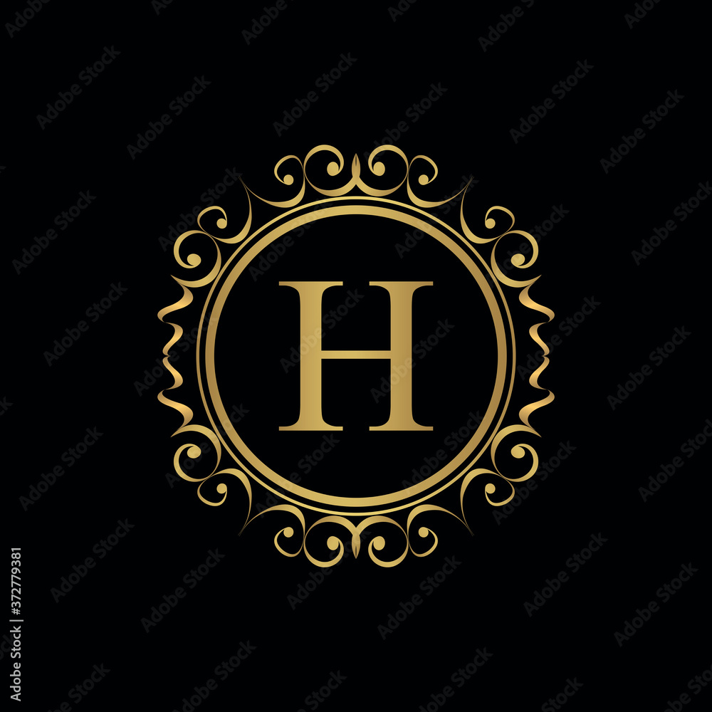 Golden letter H template logo Luxury letter with crown. Monogram ...